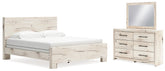 Hoover Furniture Outlet - Ashley Furniture - Lawroy King Panel Bed, Dresser and Mirror - King Panel Bed, Dresser and Mirror - B2310B31