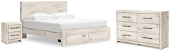 Hoover Furniture Outlet - Ashley Furniture - Lawroy King Storage Bed, Dresser and Nightstand - King Storage Bed, Dresser and Nightstand - B2310B39