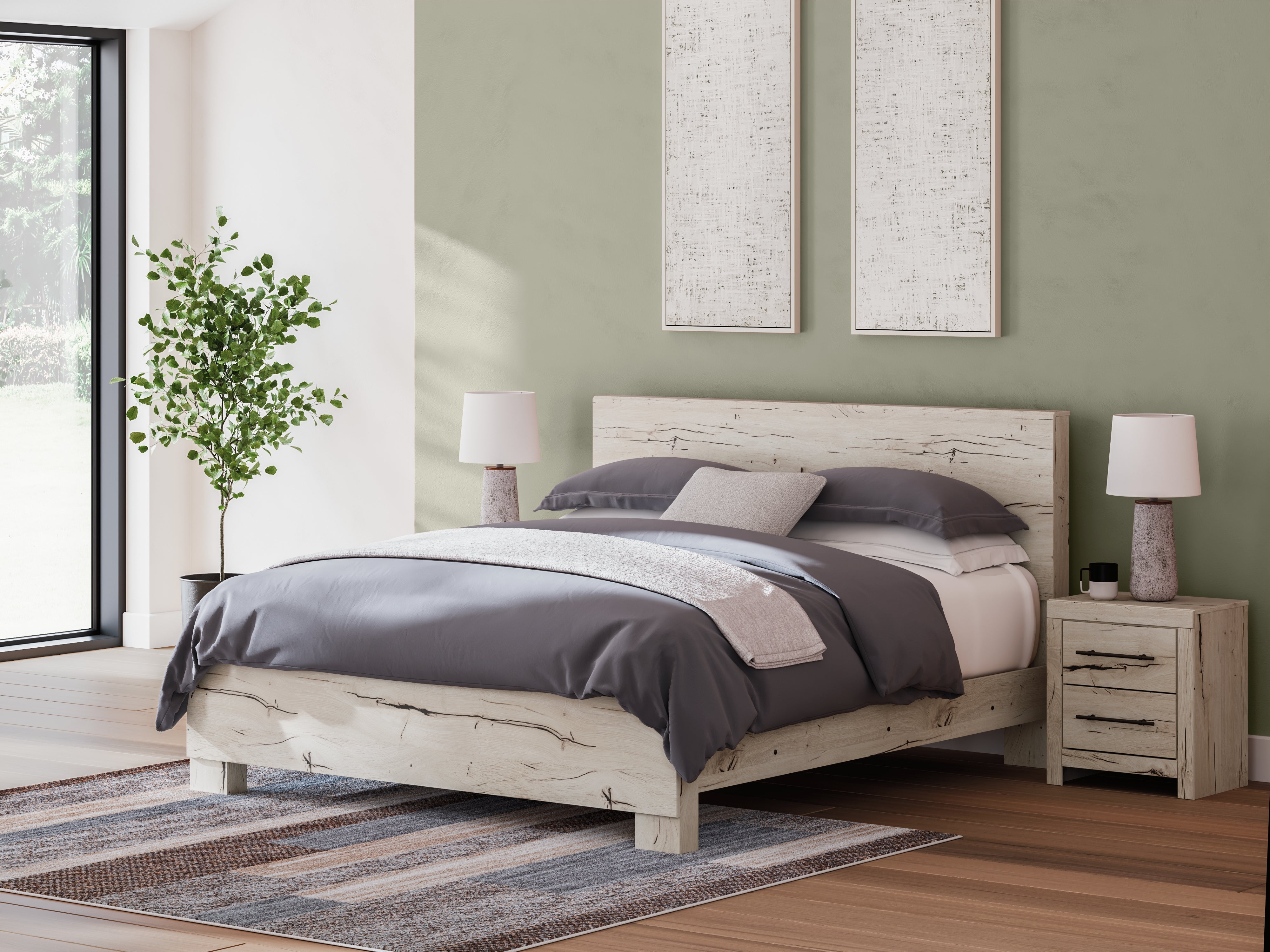 Hoover Furniture Outlet - Ashley Furniture - Lawroy King Panel Bed - King Panel Bed / Light Natural - B2310B10