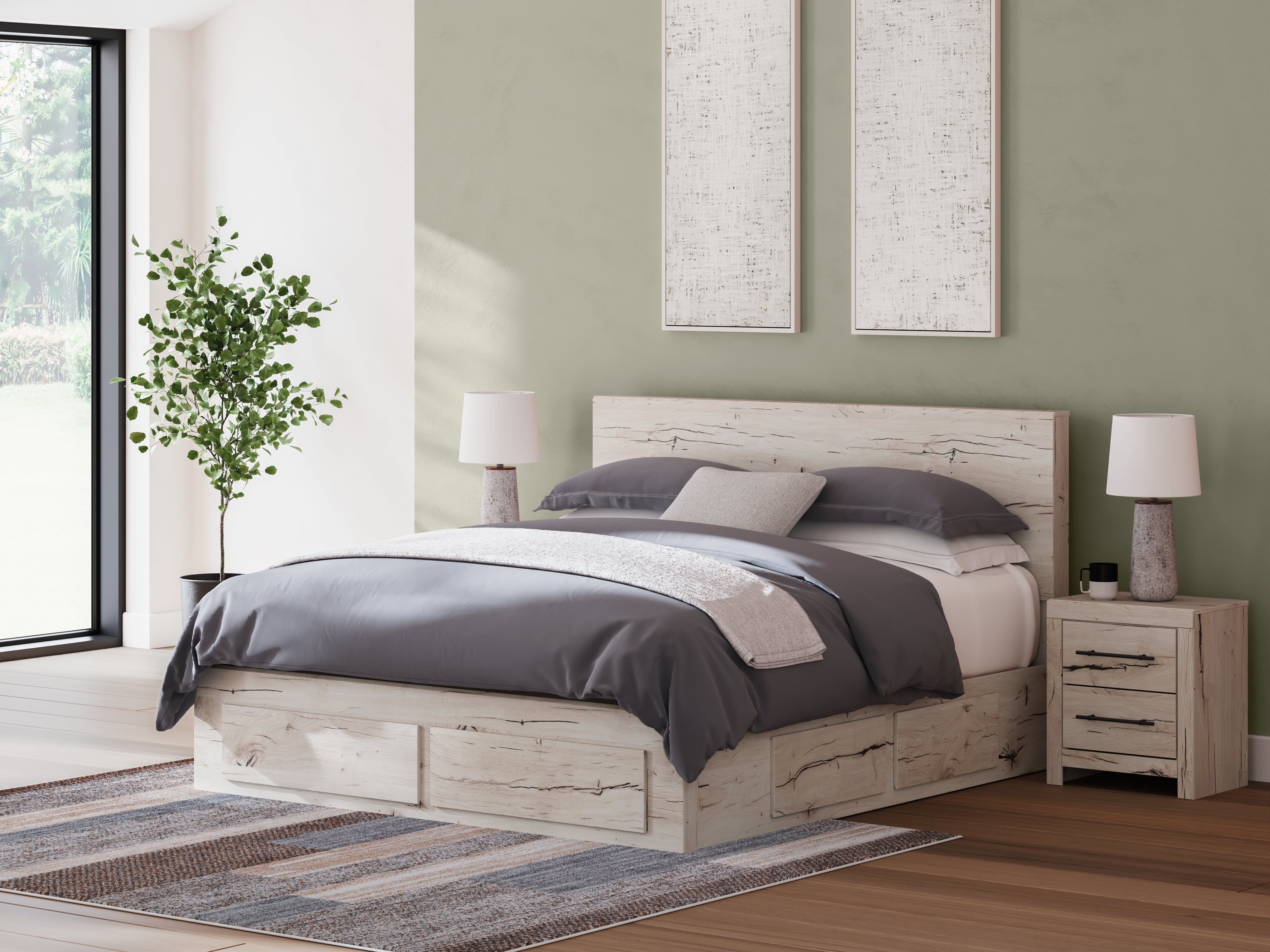 Hoover Furniture Outlet - Ashley Furniture - Lawroy King Panel Storage Bed - King Panel Storage Bed - B2310B14