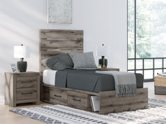 Hoover Furniture Outlet - Ashley Furniture - Graystorm Twin Panel Bed with Storage - Twin Panel Bed with Storage - PCB2405B19