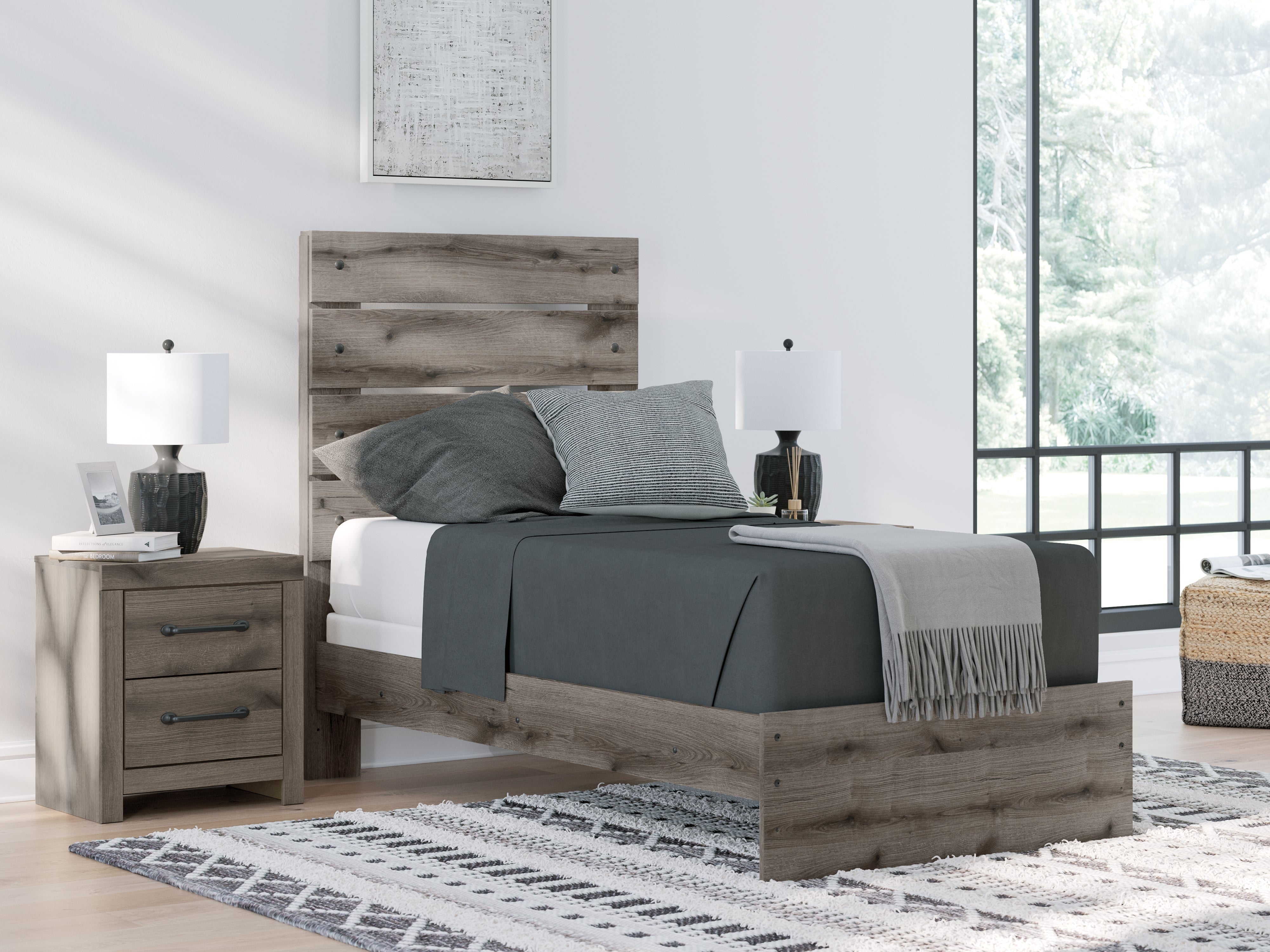Hoover Furniture Outlet - Ashley Furniture - Graystorm Twin Panel Bed - Twin Panel Bed - PCB2405B12