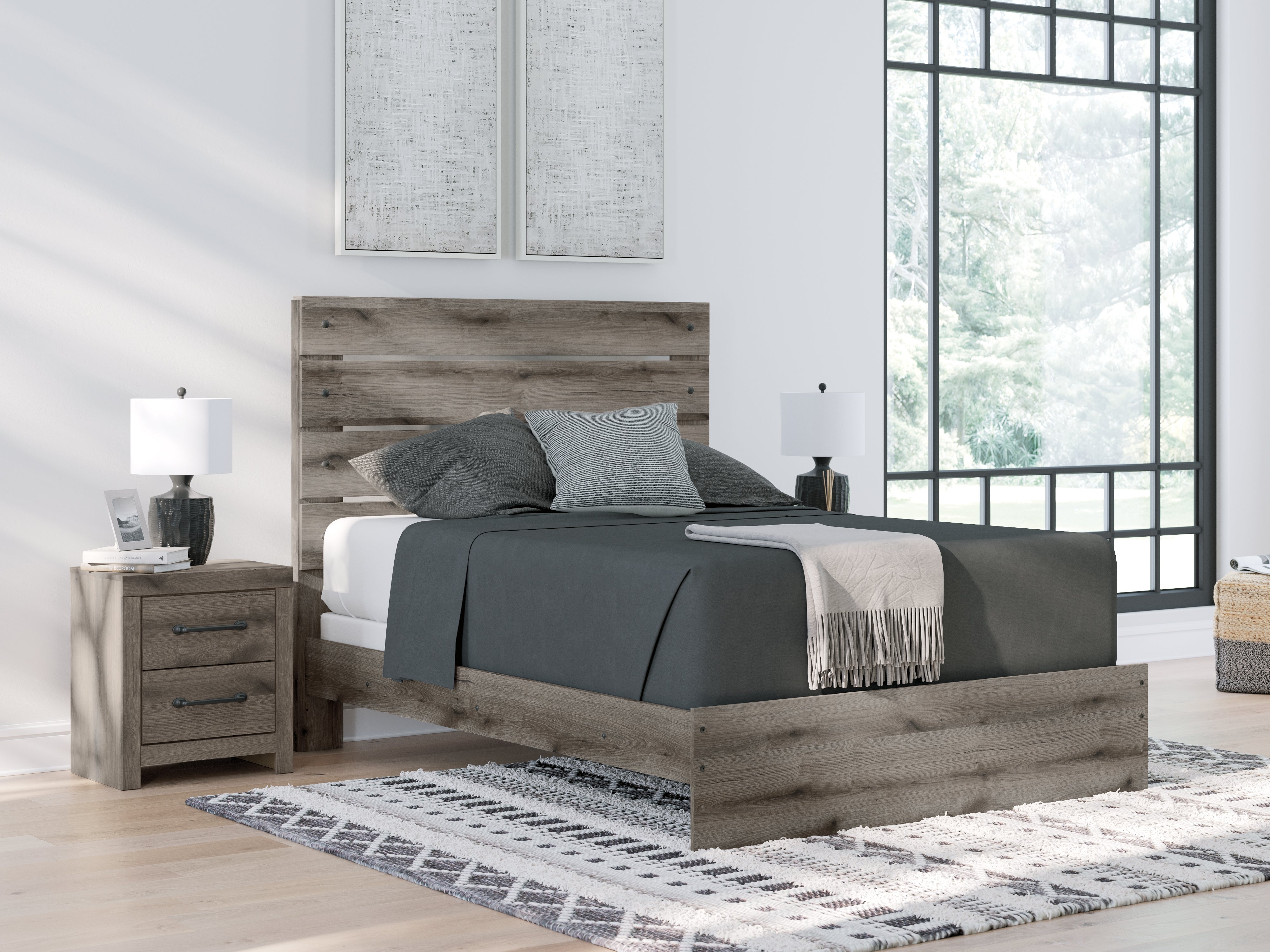 Hoover Furniture Outlet - Ashley Furniture - Graystorm Queen Panel Bed - Queen Panel Bed - PCB2405B2