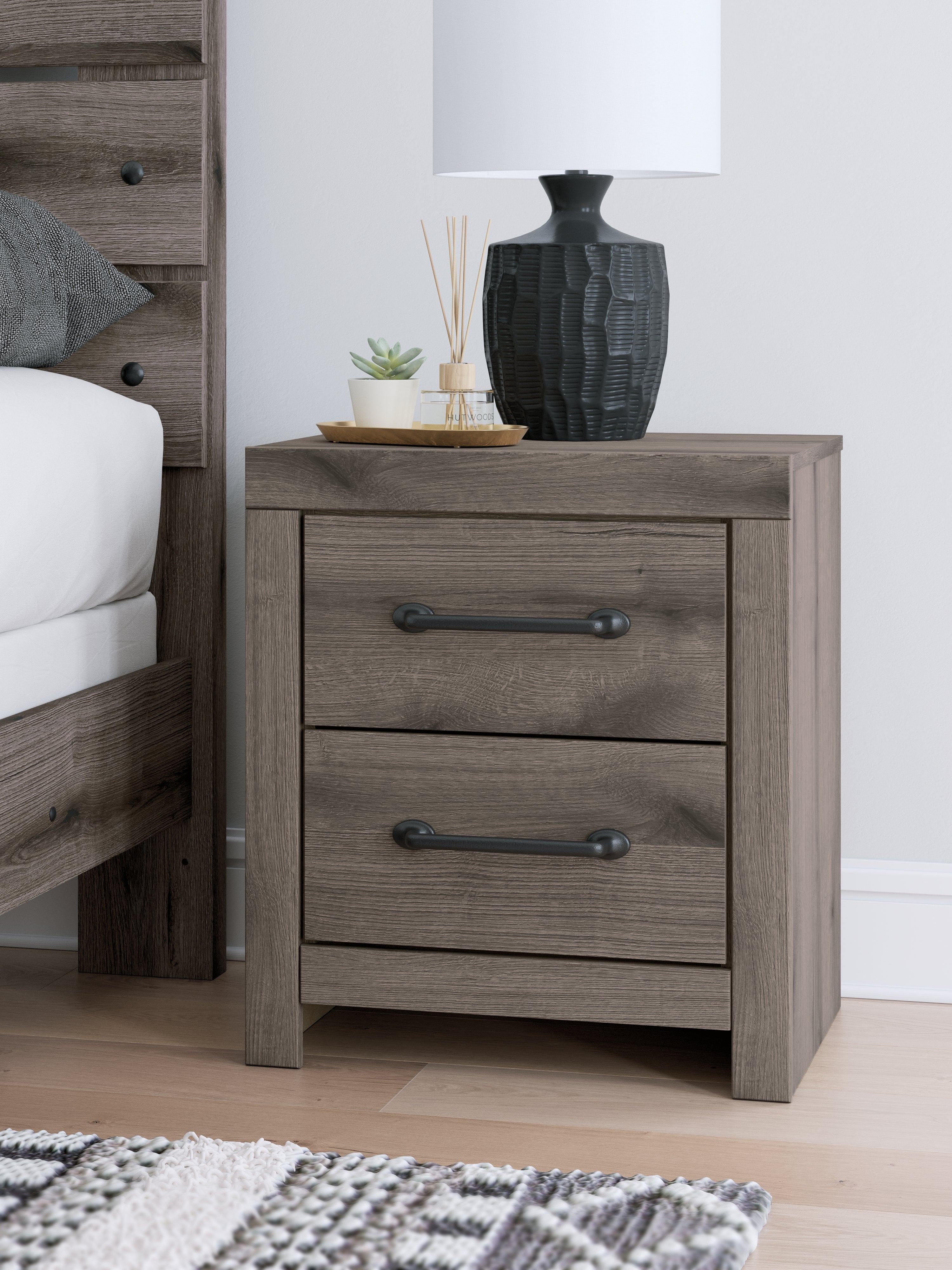 Hoover Furniture Outlet - Ashley Furniture - Graystorm Nightstand - Two Drawer Night Stand - PCB2405-92