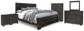 Hoover Furniture Outlet - Ashley Furniture - Brinxton King Panel Bed, Dresser Mirror, Chest and 2 Nightstands - King Panel Bed, Dresser Mirror, Chest and 2 Nightstands - B249B23