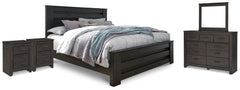 Hoover Furniture Outlet - Ashley Furniture - Brinxton King Panel Bed, Dresser, Mirror and 2 Nightstands - King Panel Bed, Dresser, Mirror and 2 Nightstands - B249B24