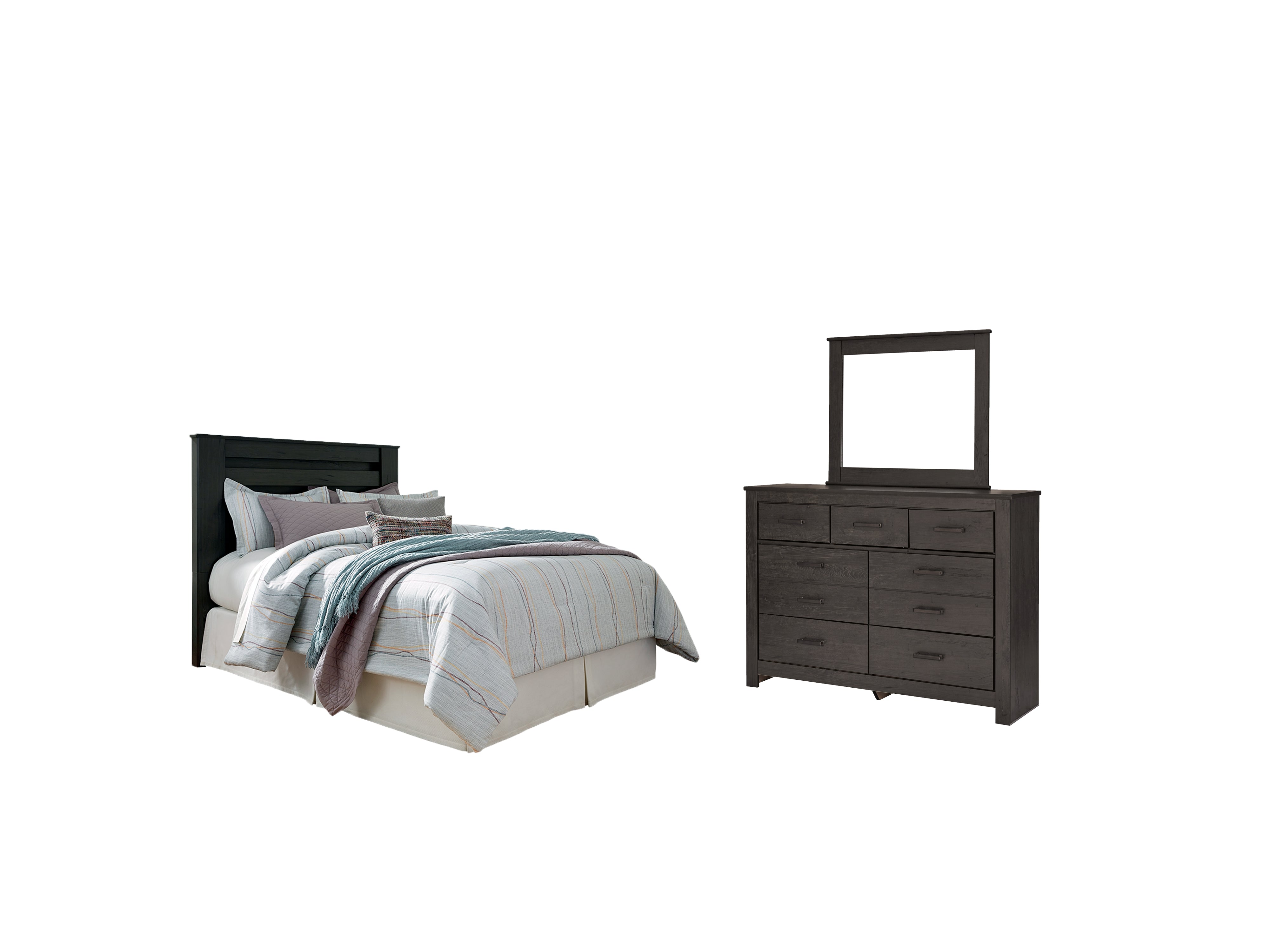 Hoover Furniture Outlet - Ashley Furniture - Brinxton Queen/Full Panel Headboard, Dresser and Mirror - Queen/Full Panel Headboard, Dresser and Mirror - B249B16