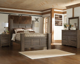 Hoover Furniture Outlet - Ashley Furniture - Juararo Queen Poster Bed with Mirrored Dresser and Nightstand - Queen Poster Bed with Mirrored Dresser and Nightstand - B251B22