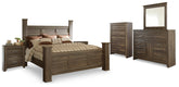 Hoover Furniture Outlet - Ashley Furniture - Juararo King Poster Bed, Dresser, Mirror, Chest and 2 Nightstands - King Poster Bed, Dresser, Mirror, Chest and 2 Nightstands - B251B30