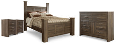 Hoover Furniture Outlet - Ashley Furniture - Juararo Queen Poster Bed, Dresser and 2 Nightstands - Queen Poster Bed, Dresser and 2 Nightstands - B251B48