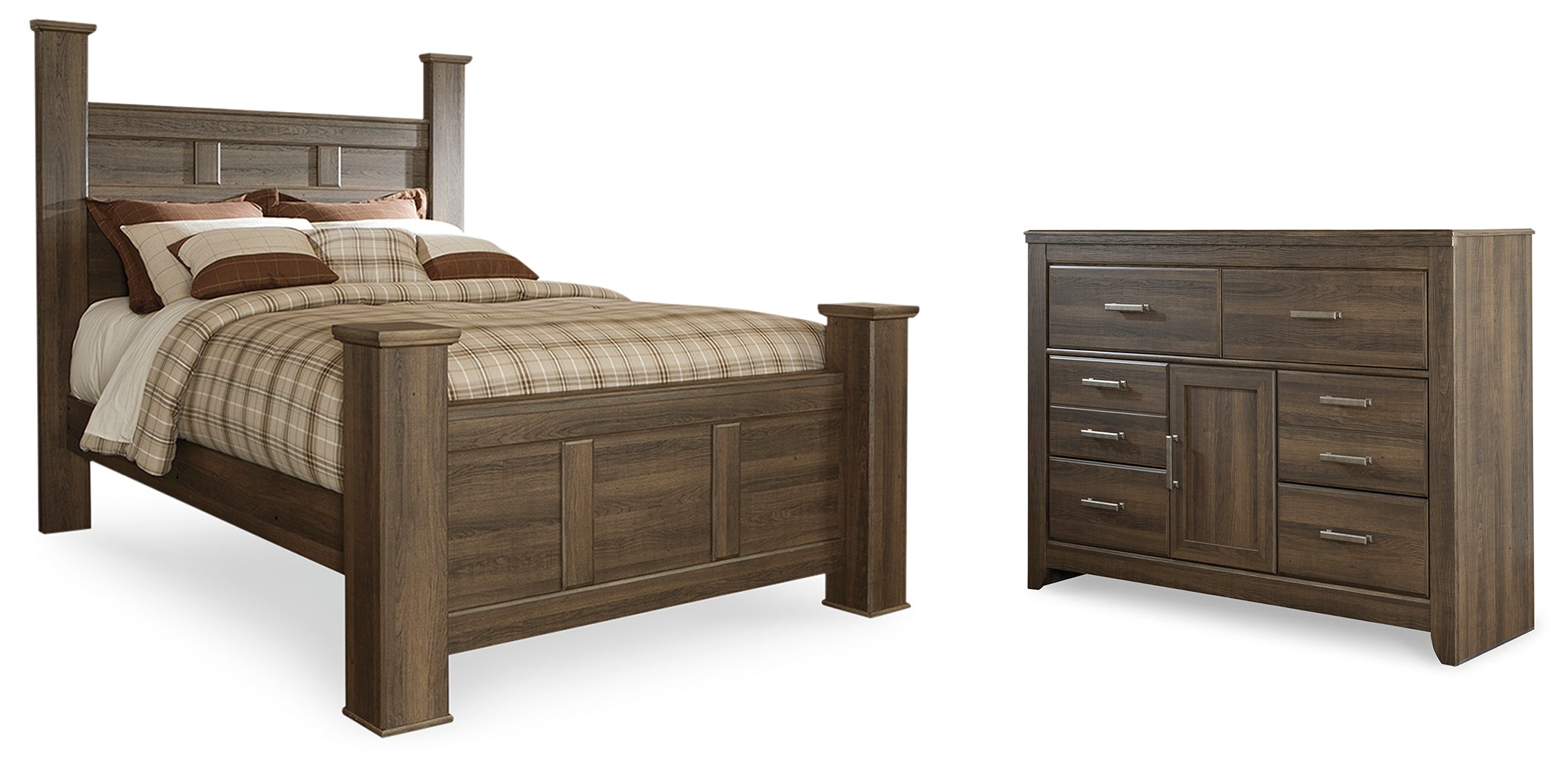 Hoover Furniture Outlet - Ashley Furniture - Juararo Queen Poster Bed and Dresser - Queen Poster Bed and Dresser - B251B36