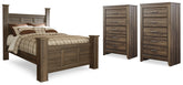 Hoover Furniture Outlet - Ashley Furniture - Juararo Queen Poster Bed and 2 Chests - Queen Poster Bed and 2 Chests - B251B29