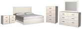 Hoover Furniture Outlet - Ashley Furniture - Stelsie King Panel Bed, Dresser, Mirror, Chest and 2 Nightstands - King Panel Bed, Dresser, Mirror, Chest and 2 Nightstands - B2588B19