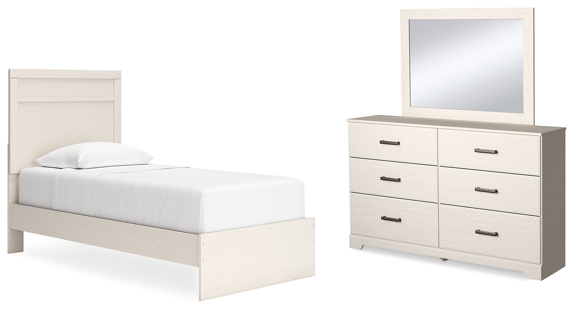 Hoover Furniture Outlet - Ashley Furniture - Stelsie Twin Panel Bed, Dresser and Mirror - Twin Panel Bed, Dresser and Mirror - B2588B13