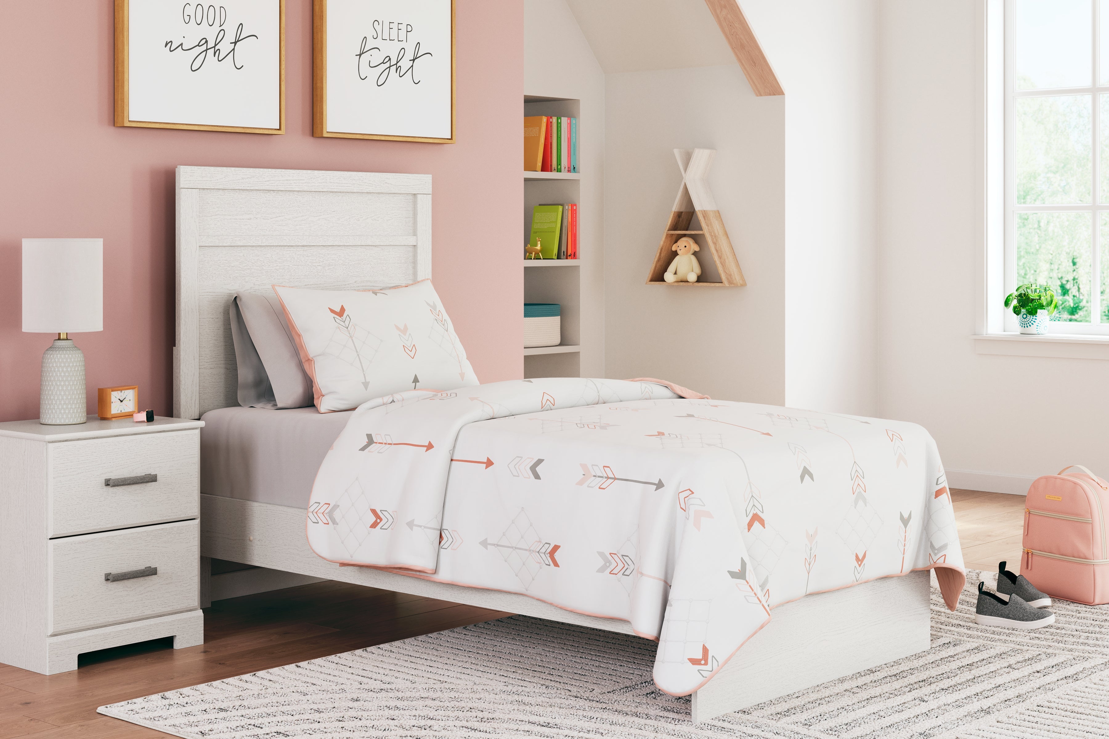 Hoover Furniture Outlet - Ashley Furniture - Stelsie Twin Panel Bed - Twin Panel Bed - B2588B12