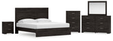 Hoover Furniture Outlet - Ashley Furniture - Belachime King Panel Bed, Dresser, Mirror, Chest and Nightstand - King Panel Bed, Dresser, Mirror, Chest and Nightstand - B2589B20