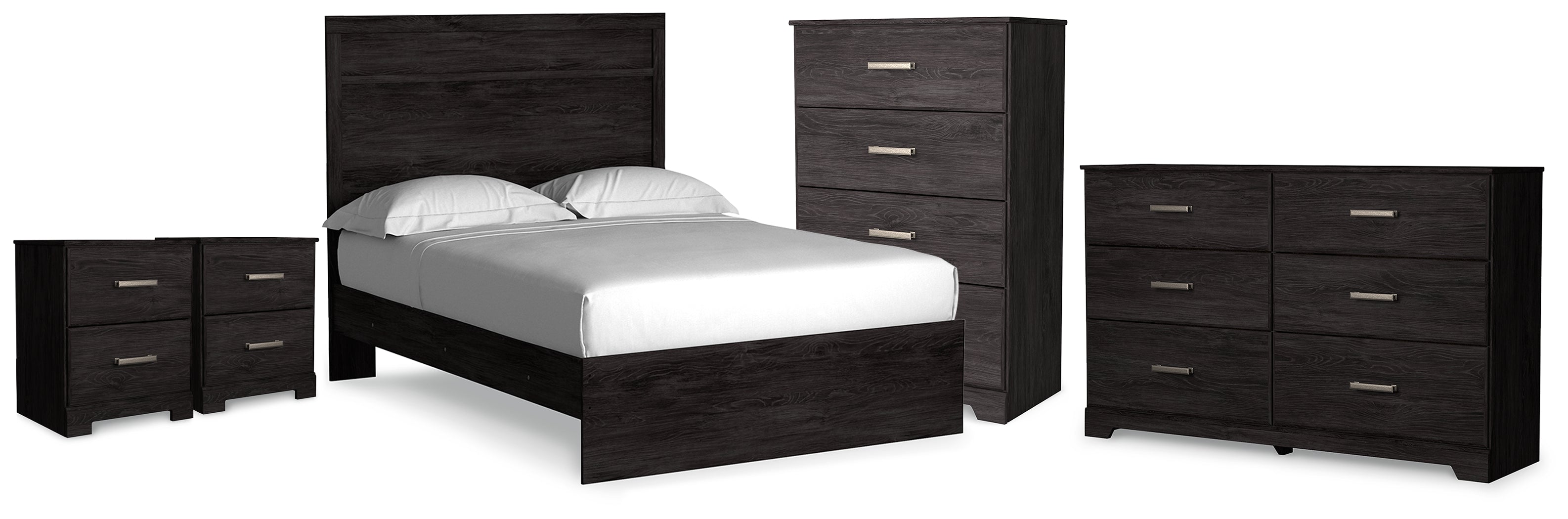 Hoover Furniture Outlet - Ashley Furniture - Belachime Full Panel Bed, Dresser, Chest and 2 Nightstands - Full Panel Bed, Dresser, Chest and 2 Nightstands - B2589B19