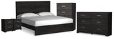 Hoover Furniture Outlet - Ashley Furniture - Belachime King Panel Bed, Dresser, Chest and 2 Nightstands - King Panel Bed, Dresser, Chest and 2 Nightstands - B2589B14