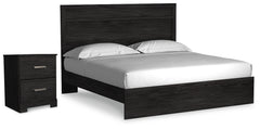 Hoover Furniture Outlet - Ashley Furniture - Belachime King Panel Bed and Nightstand - King Panel Bed and Nightstand - B2589B9