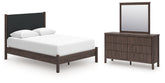 Hoover Furniture Outlet - Ashley Furniture - Pamytta Queen Upholstered Platform Bed, Dresser and Mirror - Queen Upholstered Platform Bed, Dresser and Mirror - PCB2614B13