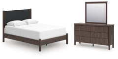 Hoover Furniture Outlet - Ashley Furniture - Pamytta Queen Upholstered Panel Bed, Dresser and Mirror - Queen Upholstered Panel Bed, Dresser and Mirror - PCB2614B25