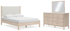 Hoover Furniture Outlet - Ashley Furniture - Cadmori Queen Upholstered Panel Bed, Dresser and Mirror - Queen Upholstered Panel Bed, Dresser and Mirror - B2615B5