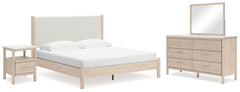 Hoover Furniture Outlet - Ashley Furniture - Cadmori King Upholstered Panel Bed, Dresser, Mirror and Nightstand - King Upholstered Panel Bed, Dresser, Mirror and Nightstand - B2615B19