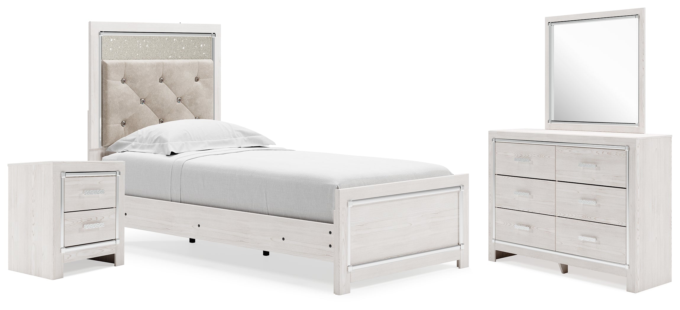 Hoover Furniture Outlet - Ashley Furniture - Altyra Twin Panel Bed, Dresser, Mirror and Nightstand - Twin Panel Bed, Dresser, Mirror and Nightstand - B2640B70