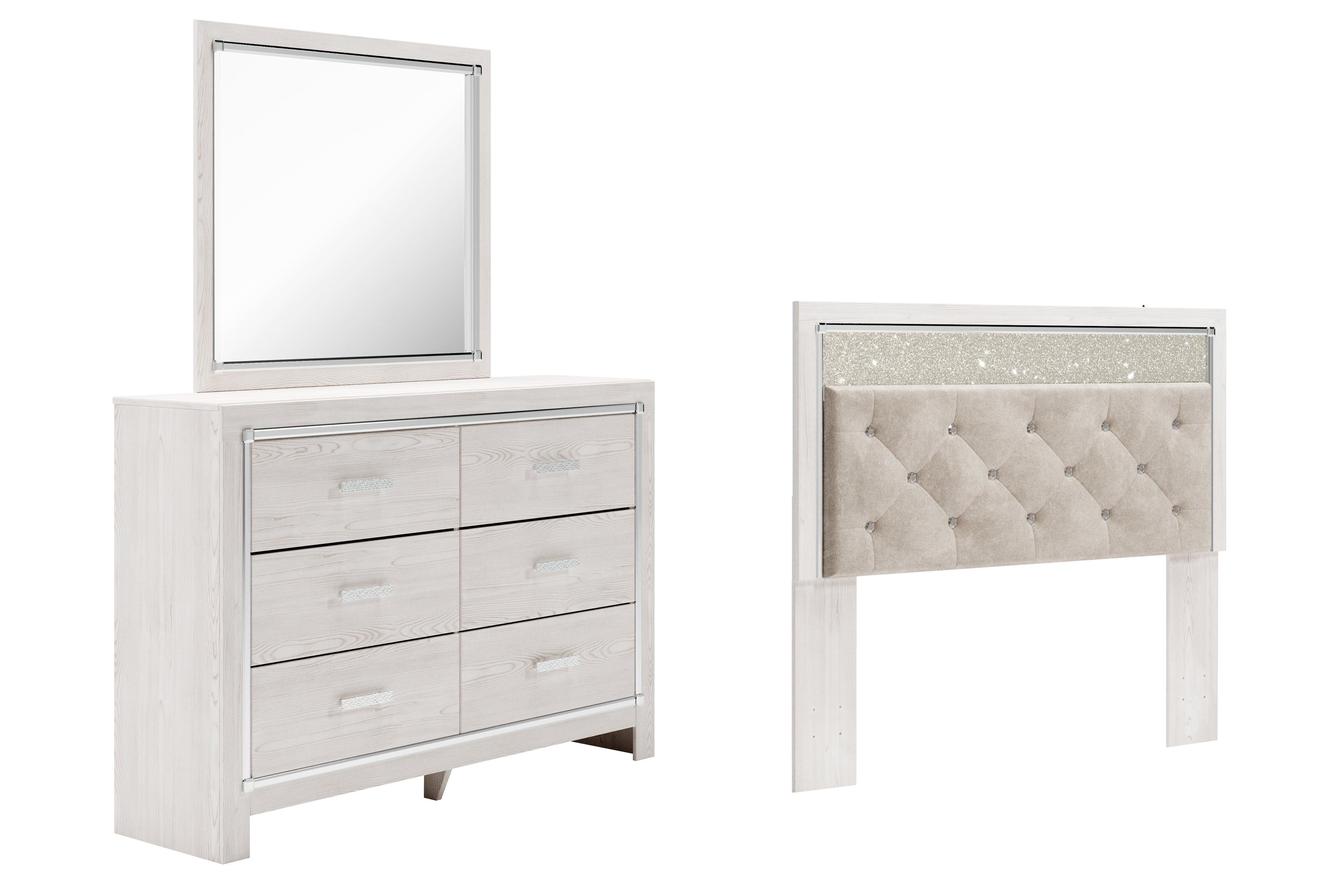 Hoover Furniture Outlet - Ashley Furniture - Altyra Queen Panel Headboard, Dresser and Mirror - Queen Panel Headboard, Dresser and Mirror - B2640B53