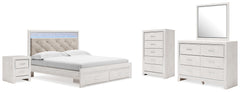 Hoover Furniture Outlet - Ashley Furniture - Altyra King Upholstered Storage Bed, Dresser, Mirror, Chest, and Nightstand - King Upholstered Storage Bed, Dresser, Mirror, Chest, and Nightstand - B2640B40