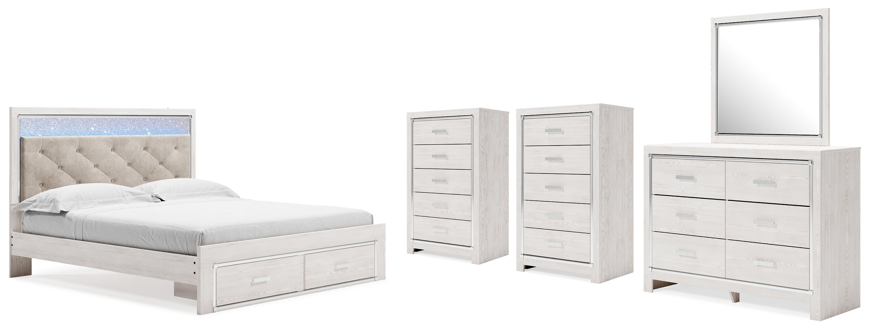 Hoover Furniture Outlet - Ashley Furniture - Altyra King Storage Bed, Dresser, Mirror and 2 Chests - King Storage Bed, Dresser, Mirror and 2 Chests - B2640B45