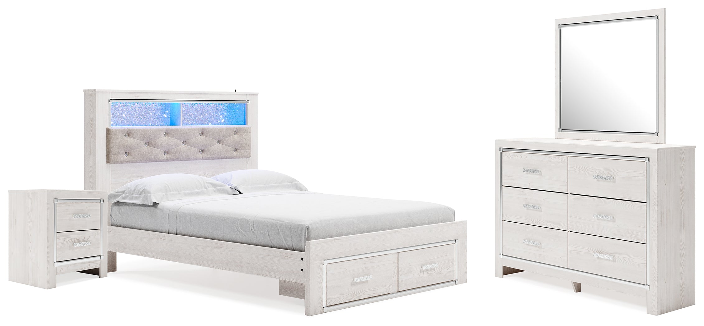Hoover Furniture Outlet - Ashley Furniture - Altyra Queen Panel Storage Bed, Dresser, Mirror and Nightstand - Queen Panel Storage Bed, Dresser, Mirror and Nightstand - B2640B38