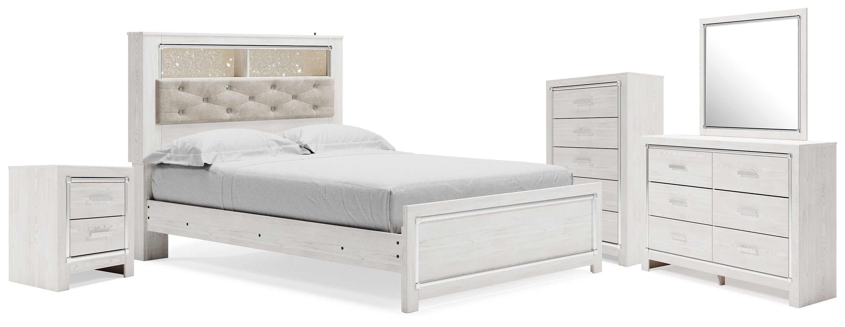 Hoover Furniture Outlet - Ashley Furniture - Altyra Queen Bookcase Bed, Dresser, Chest and Nightstand - Queen Bookcase Bed, Dresser, Chest and Nightstand - B2640B77