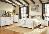 Hoover Furniture Outlet - Ashley Furniture - Willowton Queen Sleigh Bed, 2 Dressers, Mirror, Chest and 2 Nightstands - Queen Sleigh Bed, 2 Dressers, Mirror, Chest and 2 Nightstands - B267B39