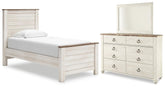 Hoover Furniture Outlet - Ashley Furniture - Willowton Twin Panel Bed, Dresser and Mirror - Twin Panel Bed, Dresser and Mirror - B267B51