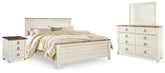 Hoover Furniture Outlet - Ashley Furniture - Willowton King Panel Bed, Dresser, Mirror, and Nightstand - King Panel Bed, Dresser, Mirror, and Nightstand - B267B38