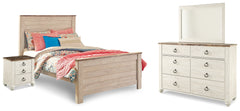 Hoover Furniture Outlet - Ashley Furniture - Willowton Full Panel Bed, Dresser, Mirror, Chest and Nightstand - Full Panel Bed, Dresser, Mirror, Chest and Nightstand - B267B64