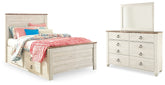 Hoover Furniture Outlet - Ashley Furniture - Willowton Full Panel Bed with Storage, Dresser and Mirror - Full Panel Bed with Storage, Dresser and Mirror - B267B52