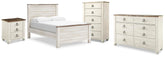Hoover Furniture Outlet - Ashley Furniture - Willowton Full Panel Bed, Dresser, Chest and Nightstand - Full Panel Bed, Dresser, Chest and Nightstand - B267B73