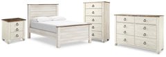 Hoover Furniture Outlet - Ashley Furniture - Willowton Full Panel Bed, Dresser, Chest and Nightstand - Full Panel Bed, Dresser, Chest and Nightstand - B267B73