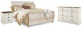 Hoover Furniture Outlet - Ashley Furniture - Willowton King Sleigh Bed, Dresser and Nightstand - King Sleigh Bed, Dresser and Nightstand - B267B43