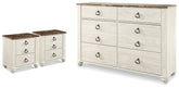 Hoover Furniture Outlet - Ashley Furniture - Willowton Dresser and 2 Nightstands - Dresser and 2 Nightstands - B267B60