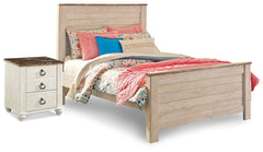Hoover Furniture Outlet - Ashley Furniture - Willowton Full Panel Bed and Nightstand - Full Panel Bed and Nightstand - B267B41