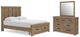 Hoover Furniture Outlet - Ashley Furniture - Oliandon Queen Panel Storage Bed, Dresser and Mirror - Queen Panel Storage Bed, Dresser and Mirror - PCB2844B5