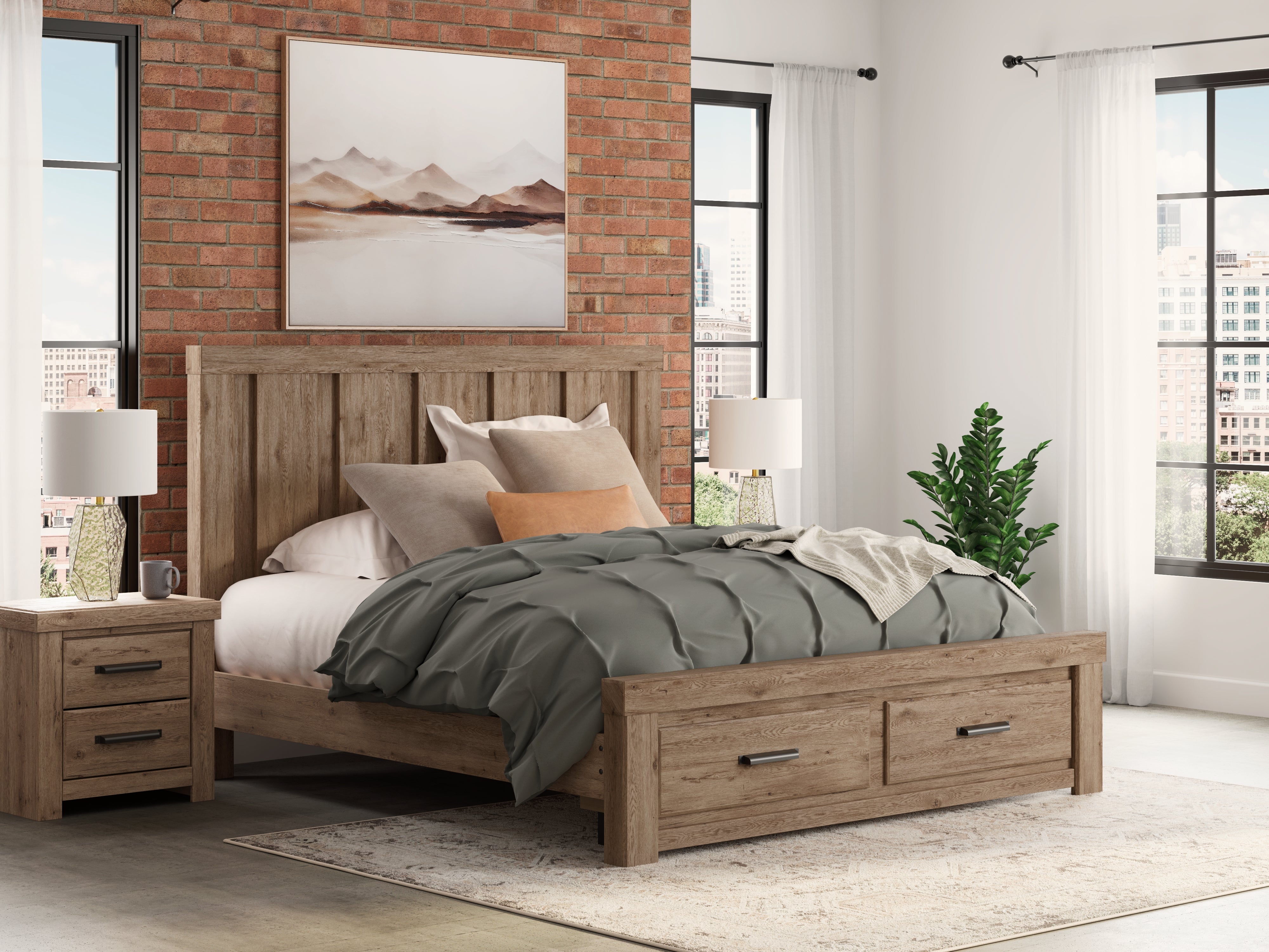 Hoover Furniture Outlet - Ashley Furniture - Oliandon King Panel Storage Bed - King Panel Storage Bed - PCB2844B7