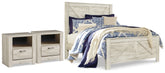 Hoover Furniture Outlet - Ashley Furniture - Bellaby Queen Crossbuck Panel Bed and 2 Nightstands - Queen Crossbuck Panel Bed and 2 Nightstands - B331B16