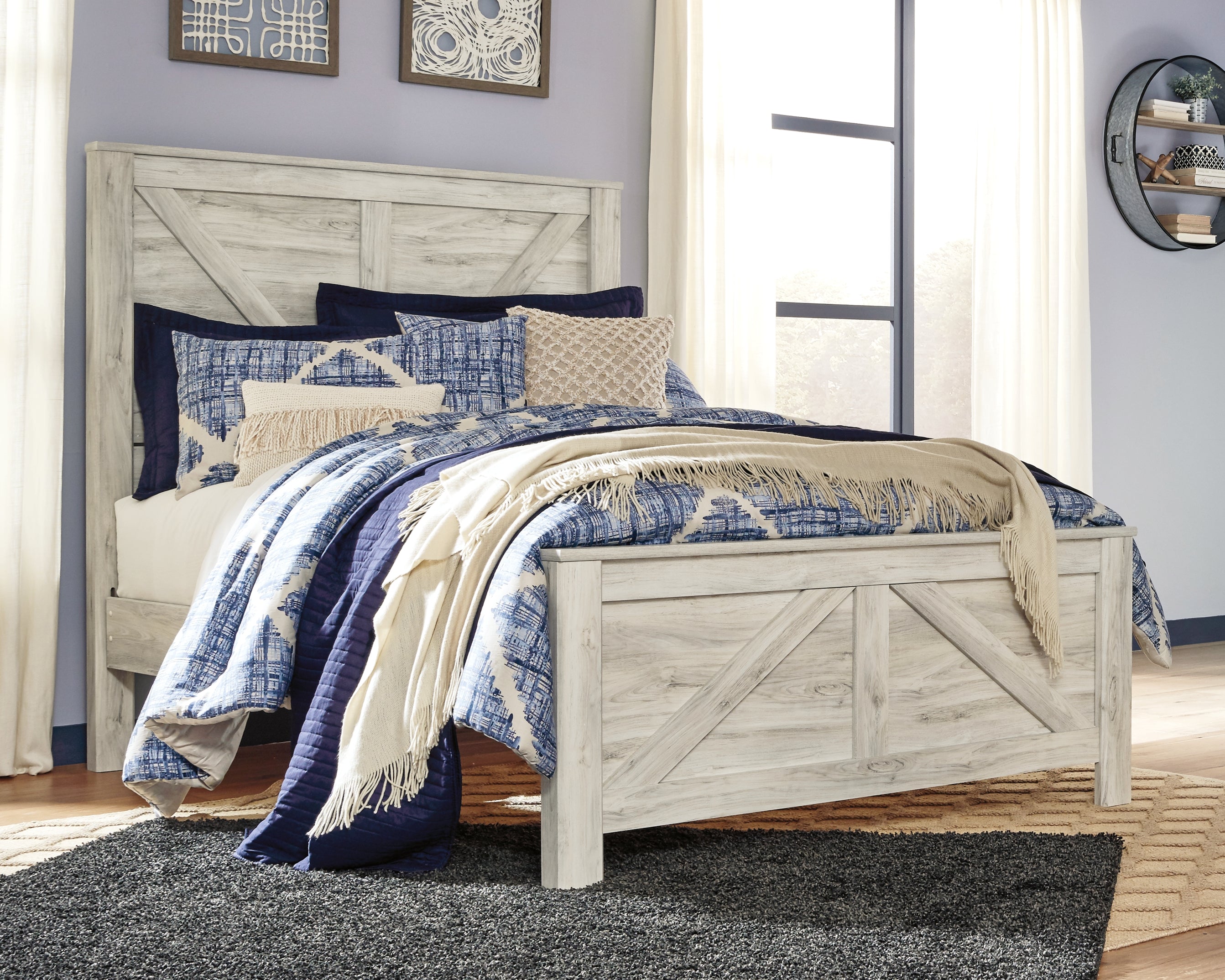 Hoover Furniture Outlet - Ashley Furniture - Bellaby Queen Crossbuck Panel Bed - Queen Crossbuck Panel Bed - B331B6