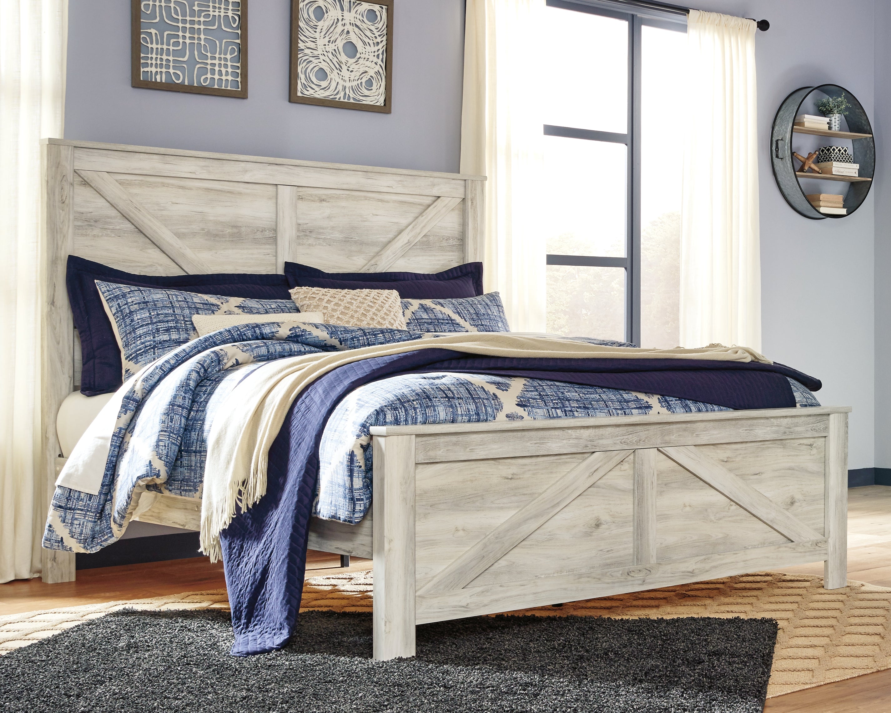 Hoover Furniture Outlet - Ashley Furniture - Bellaby King Crossbuck Panel Bed - King Crossbuck Panel Bed - B331B10