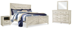 Hoover Furniture Outlet - Ashley Furniture - Bellaby King Crossbuck Panel Bed, Dresser, Mirror, and Nightstand - King Crossbuck Panel Bed, Dresser, Mirror, and Nightstand - B331B15