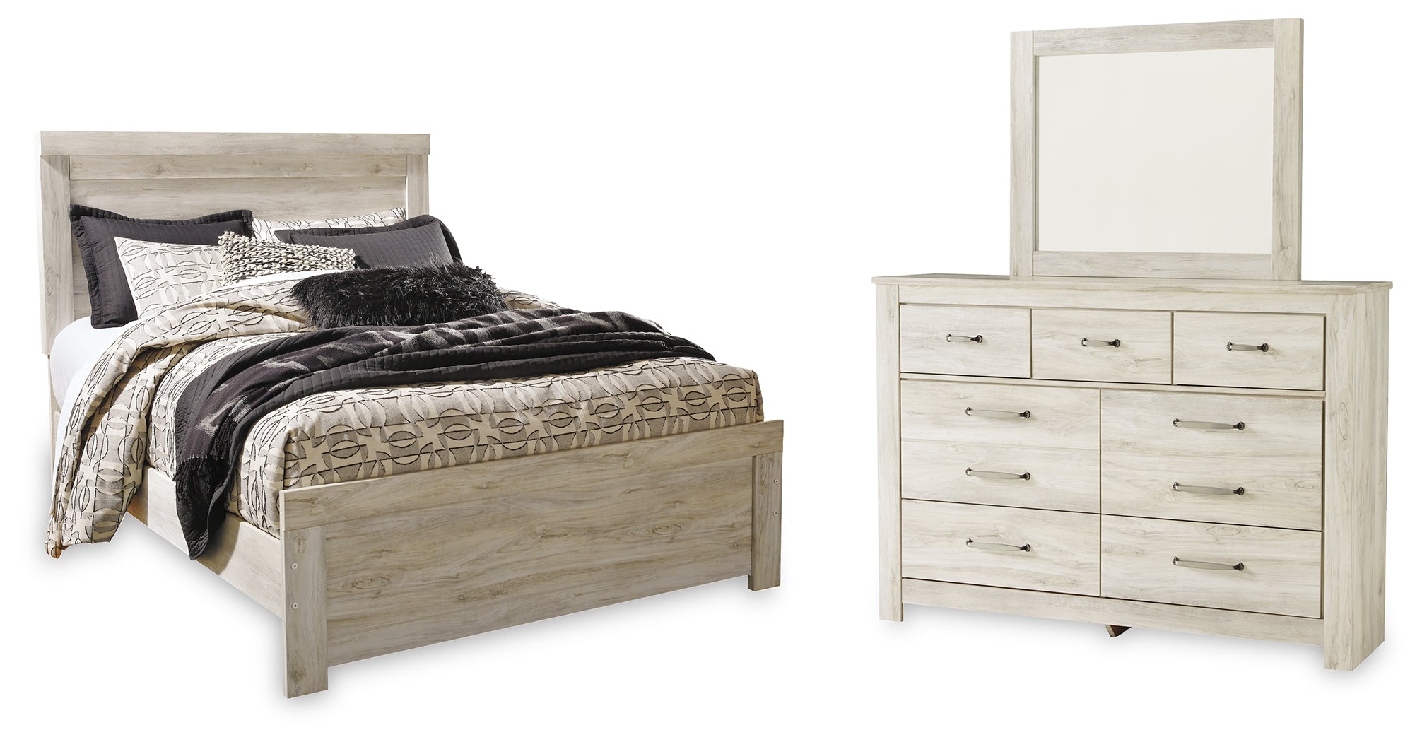 Hoover Furniture Outlet - Ashley Furniture - Bellaby Queen Panel Bed, Dresser and Mirror - Queen Panel Bed, Dresser and Mirror - B331B3